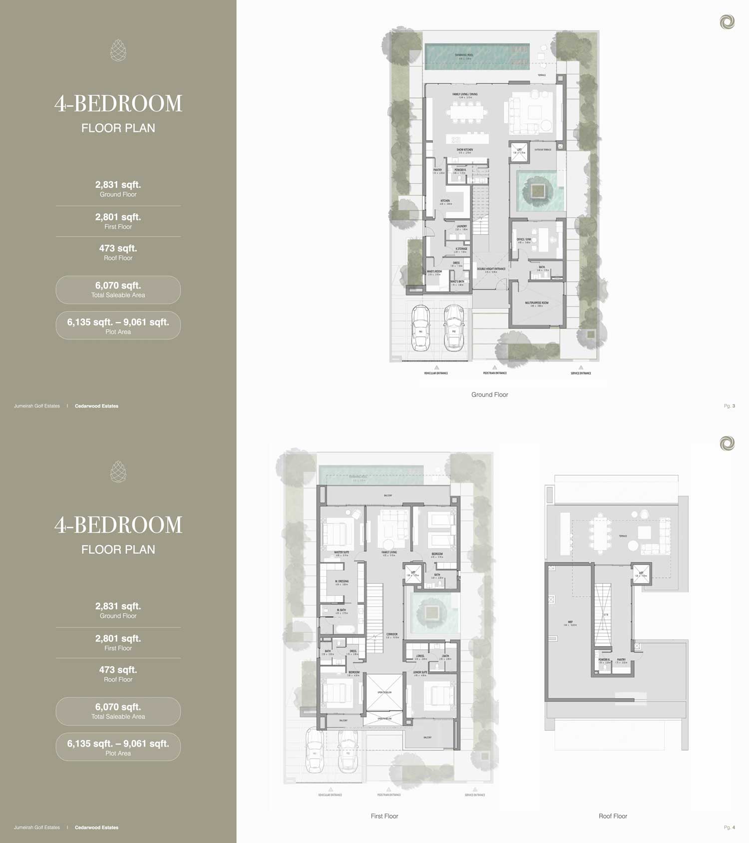 Jumeirah Golf Estates The Next Chapter by Wasl floor plan – 4 bed villa Cedarwood Estates at JGE Jumeirah Golf Estates The Next Chapter by Wasl floor plan - 4 bed villa Cedarwood Estates at JGE